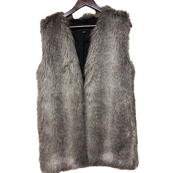 Ann Taylor Faux Fur Long Vest Plush Textured Topper Women's Size Small - Picture 1 of 9